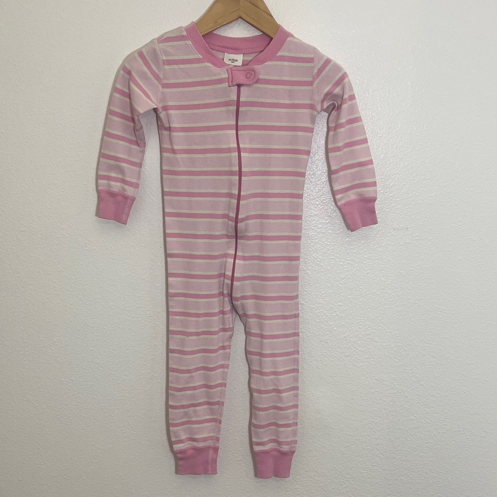 Hanna Andersson Pink White Striped Organic Cotton One Piece Pajamas